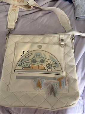Star Wars Cream Quilted Crossbody Bag with Grogu Graphic